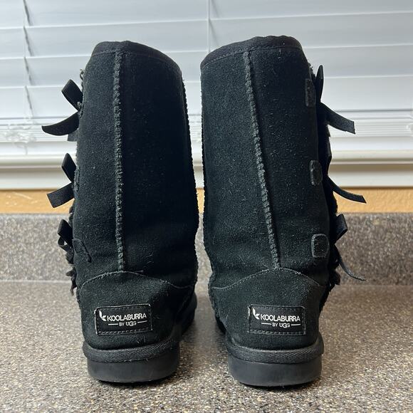 Koolaburra by Ugg Tall Winter Boots Pull On Little Kid Girls Size 13 Black Suede - Picture 8 of 11